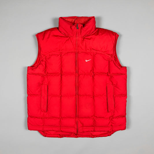 Nike Early 2000's Puffer Gilet Jacket - Red - Size XL