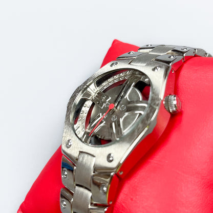 FUBU Alloy Wheel Skeleton Watch