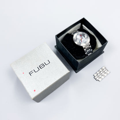 FUBU Spiral Alloy Wheel Skeleton Watch