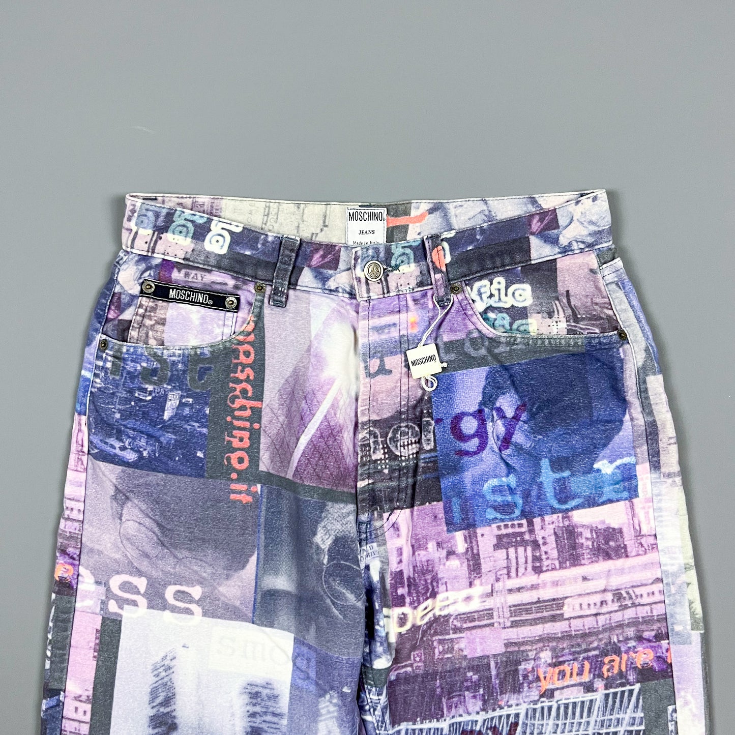 Moschino Moleskin Jeans 'Pollution' Print - Size: 32"