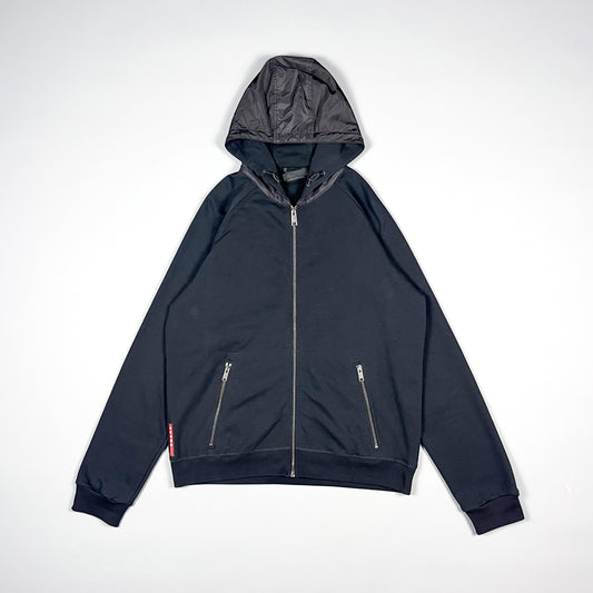 Prada Full Zip Nylon Hood Hoodie - Size: XL/Large