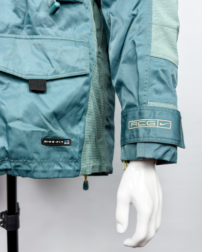 FW1998 Nike ACG Petrol Green Heavyweight Duffle Snowboard/Skii Jacket - Fits Medium