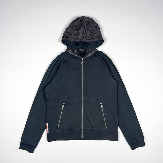 Prada Full Zip Nylon Hood Hoodie - Size: Large