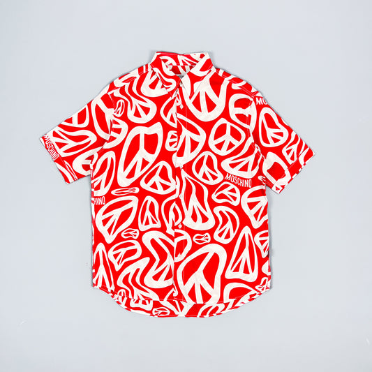 Moschino Jeans 'Peace symbol' Short Sleeve Shirt - Size: XL