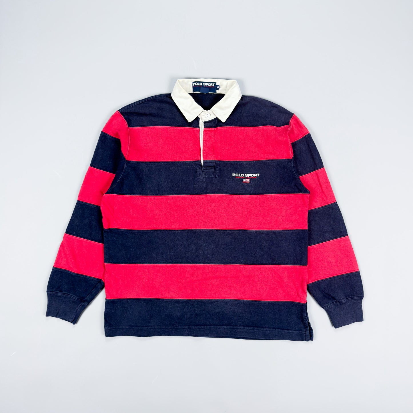 Polo Sport Ralph Lauren Colour Block Rugby Shirt - Red / Navy - Size: Medium