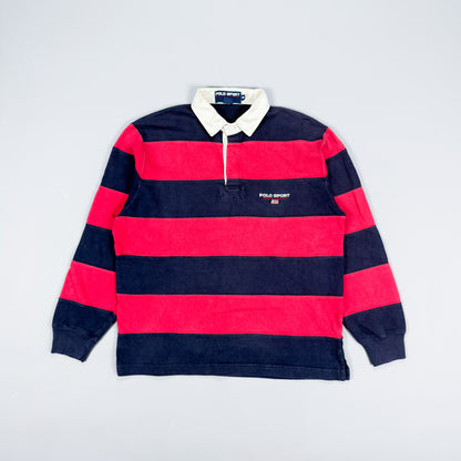 Polo Sport Ralph Lauren Colour Block Rugby Shirt - Red / Navy - Size: Medium
