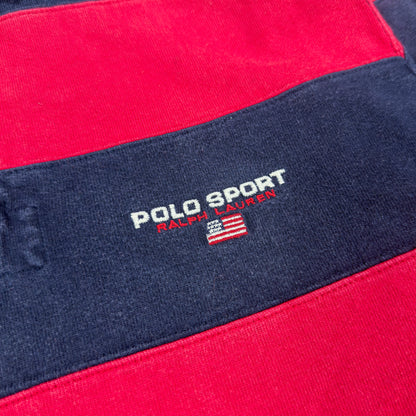 Polo Sport Ralph Lauren Colour Block Rugby Shirt - Red / Navy - Size: Medium