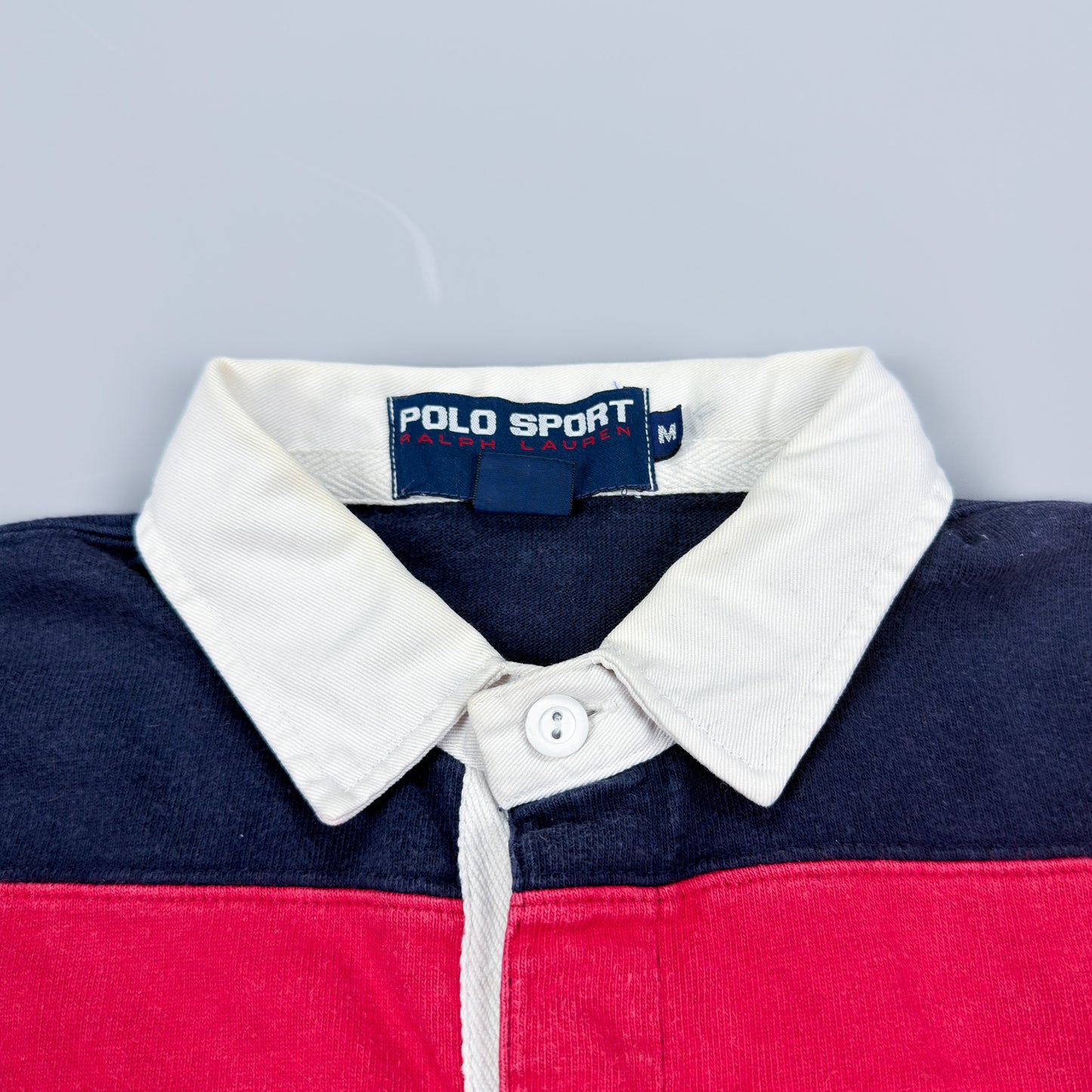 Polo Sport Ralph Lauren Colour Block Rugby Shirt - Red / Navy - Size: Medium