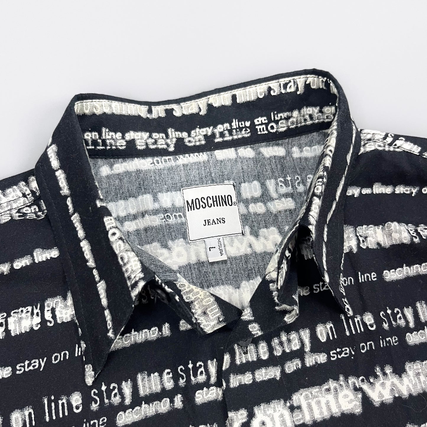Moschino Jeans 'Stay on line' Long Sleeve Shirt - Size: Large