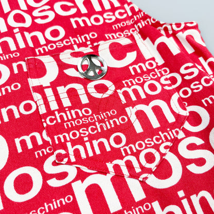 Moschino Jeans 'All over spellout' Sleeveless Trucker Denim Jacket Vest - Size: 16