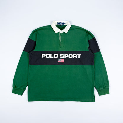 Polo Sport Ralph Lauren Sellout Rugby Shirt - Green / Black - Size: Large