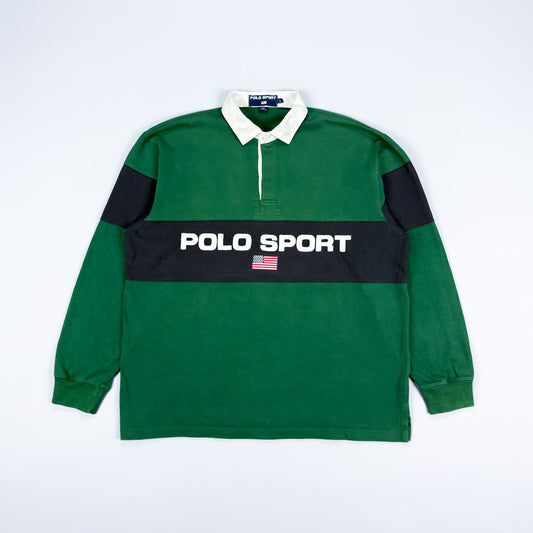 Polo Sport Ralph Lauren Sellout Rugby Shirt - Green Black - Size: Large