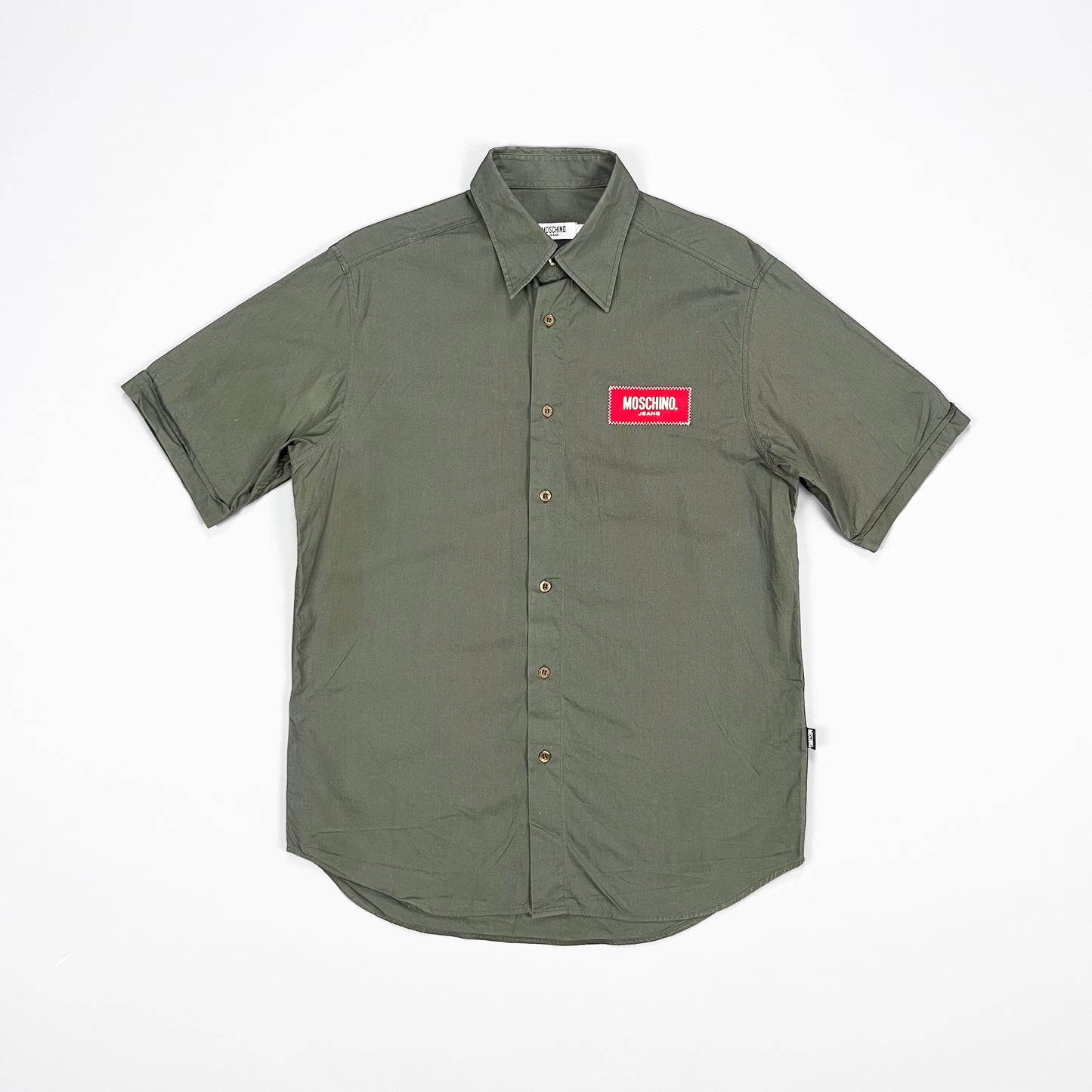 Moschino Jeans Khaki Box Logo Shirt - Size: Medium