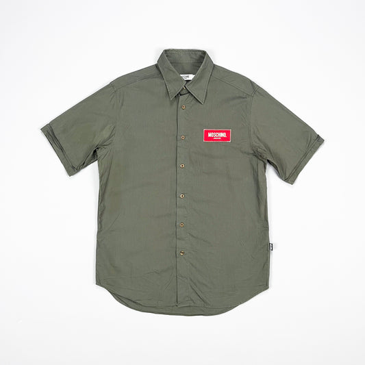 Moschino Jeans Khaki Box Logo Shirt - Size: Medium
