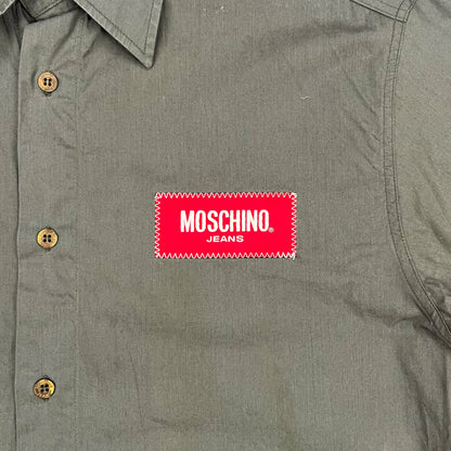 Moschino Jeans Khaki Box Logo Shirt - Size: Medium