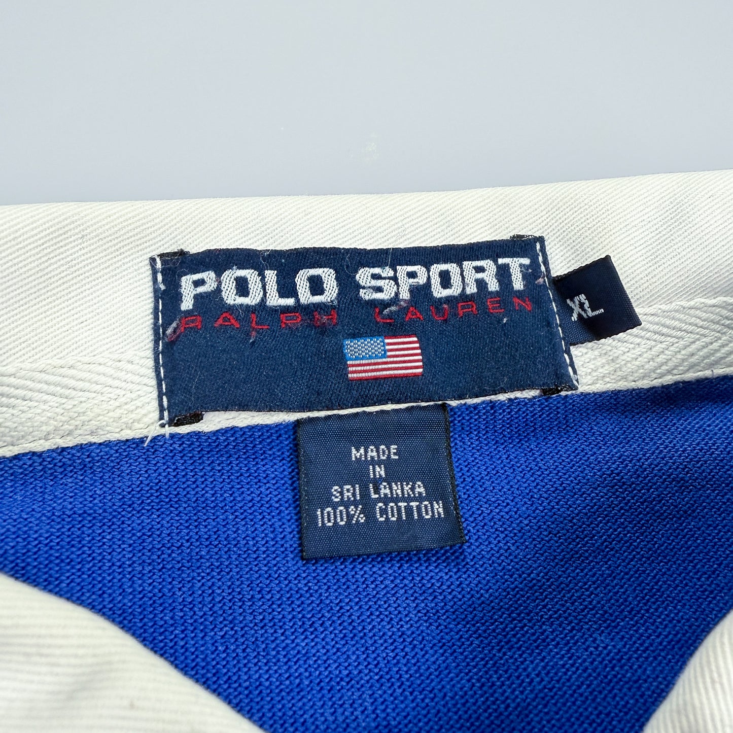 Polo Sport Ralph Lauren Huge Logo Striped Rugby Shirt - Red / Blue - Size: XL