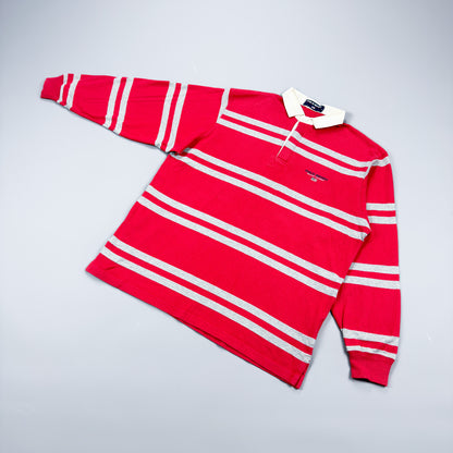 Polo Sport Ralph Lauren Striped Rugby Shirt - Red / Grey - Size: Large