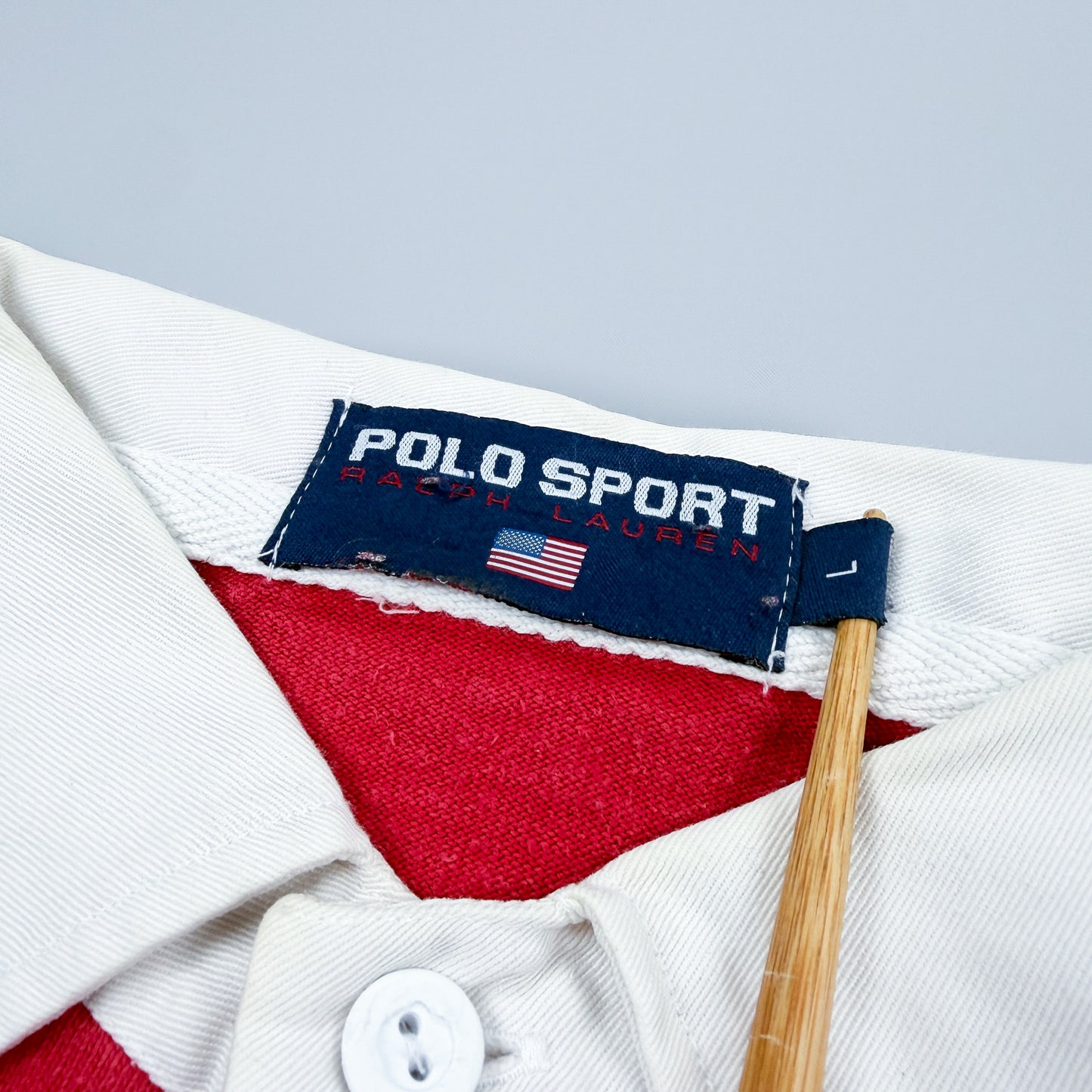 Polo Sport Ralph Lauren Striped Rugby Shirt - Red / Grey - Size: Large