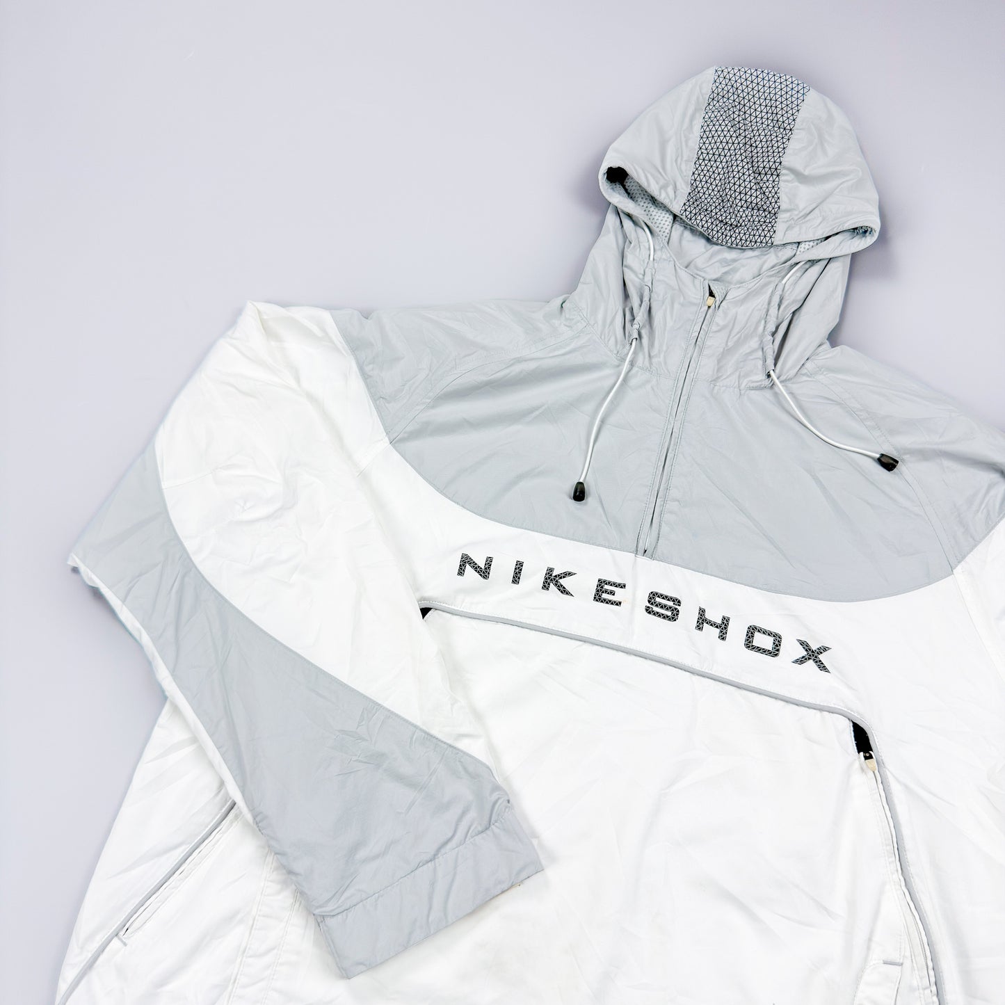 Nike Early 2000's Shox 1/4 Quater Zip Track Jacket - White / Grey - Size: XL