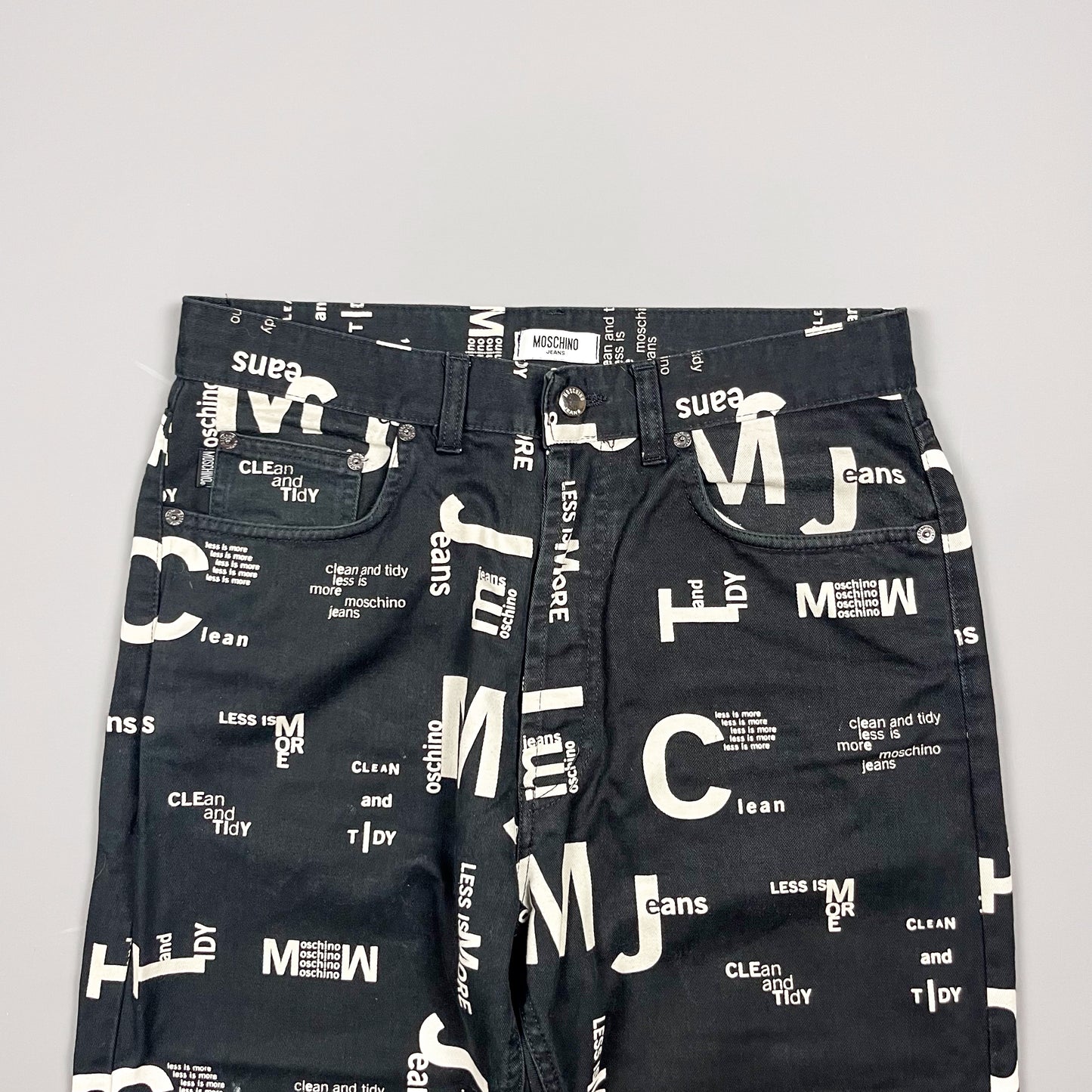 Moschino 'Less is more' Printed Jeans - Size: 33"