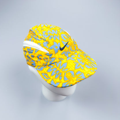 Nike Early 2000's Clima-fit Thin Stripe Floral Cap - Blue / Yellow / White - 2001
