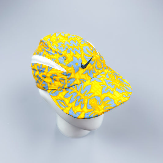 Nike Early 2000's Clima-fit Thin Stripe Floral Cap - Blue / Yellow / White - 2001