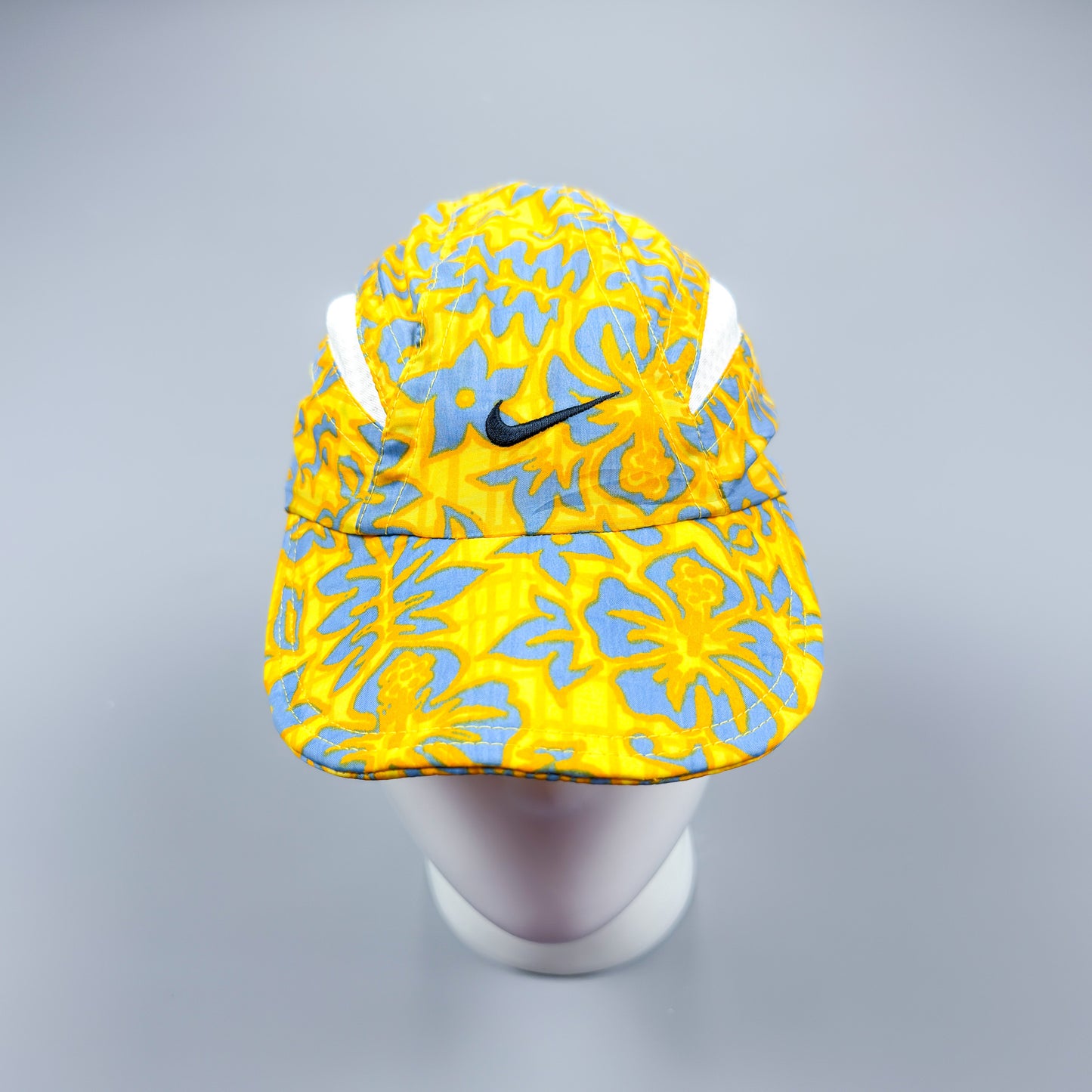 Nike Early 2000's Clima-fit Thin Stripe Floral Cap - Blue / Yellow / White - 2001