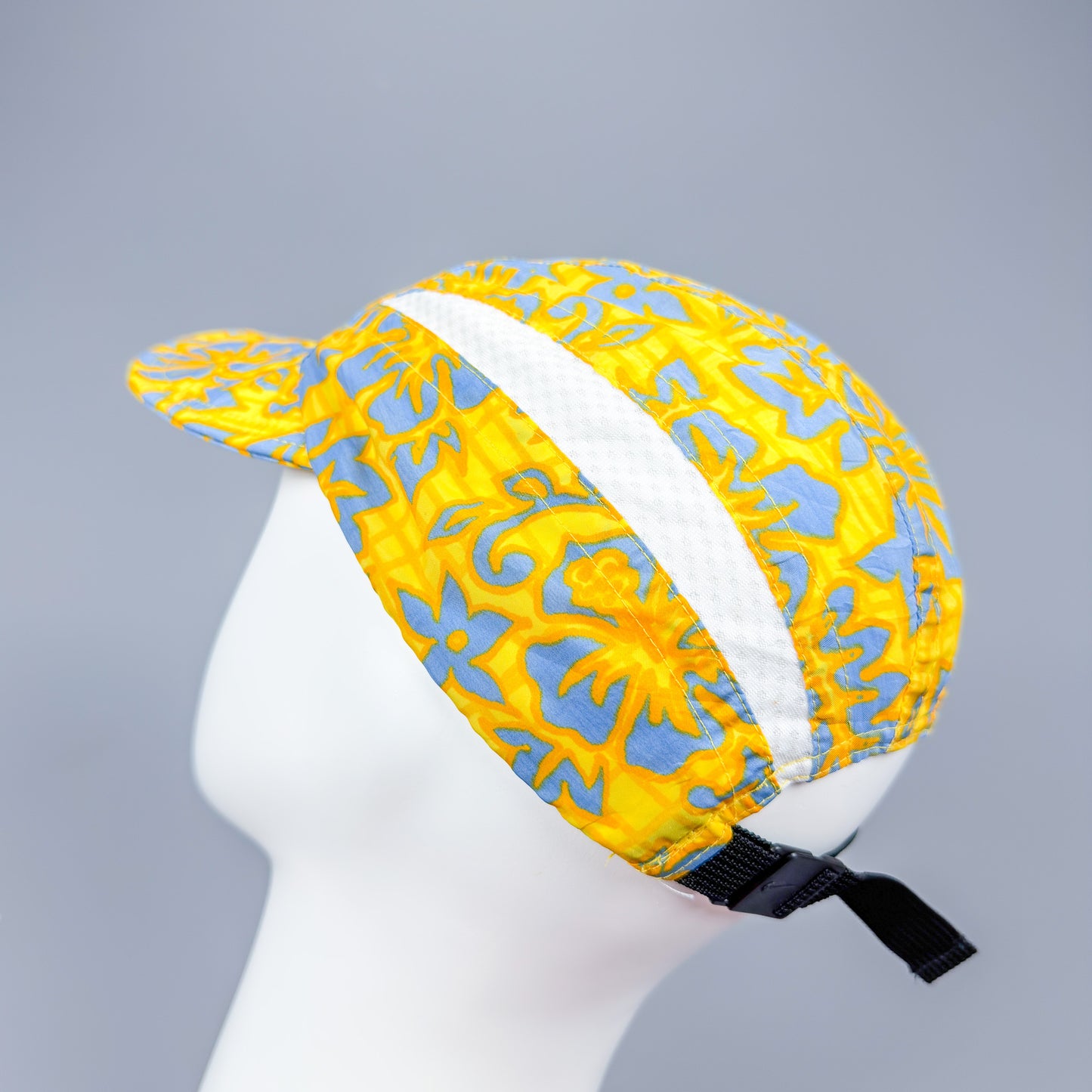 Nike Early 2000's Clima-fit Thin Stripe Floral Cap - Blue / Yellow / White - 2001