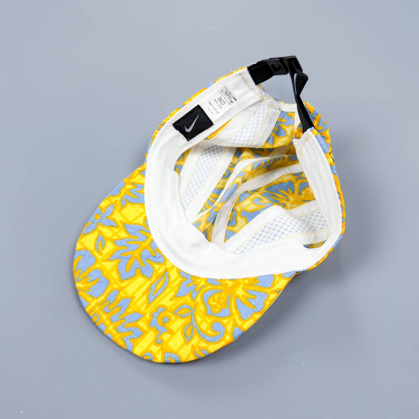 Nike Early 2000's Clima-fit Thin Stripe Floral Cap - Blue / Yellow / White - 2001