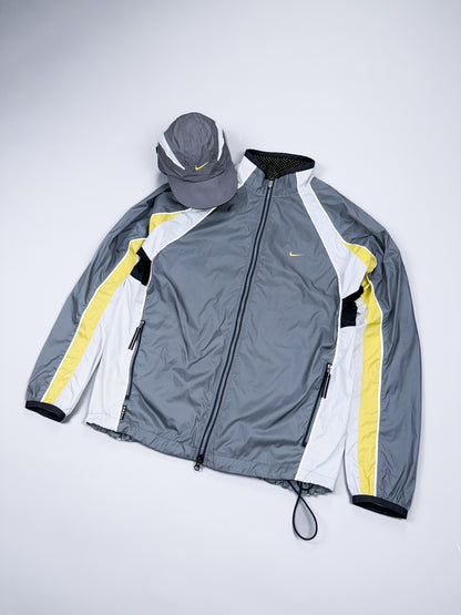 Nike 90's Alpha Project Thin Stripe Running Jacket - Grey / Yellow - FW1999 - Size: Large