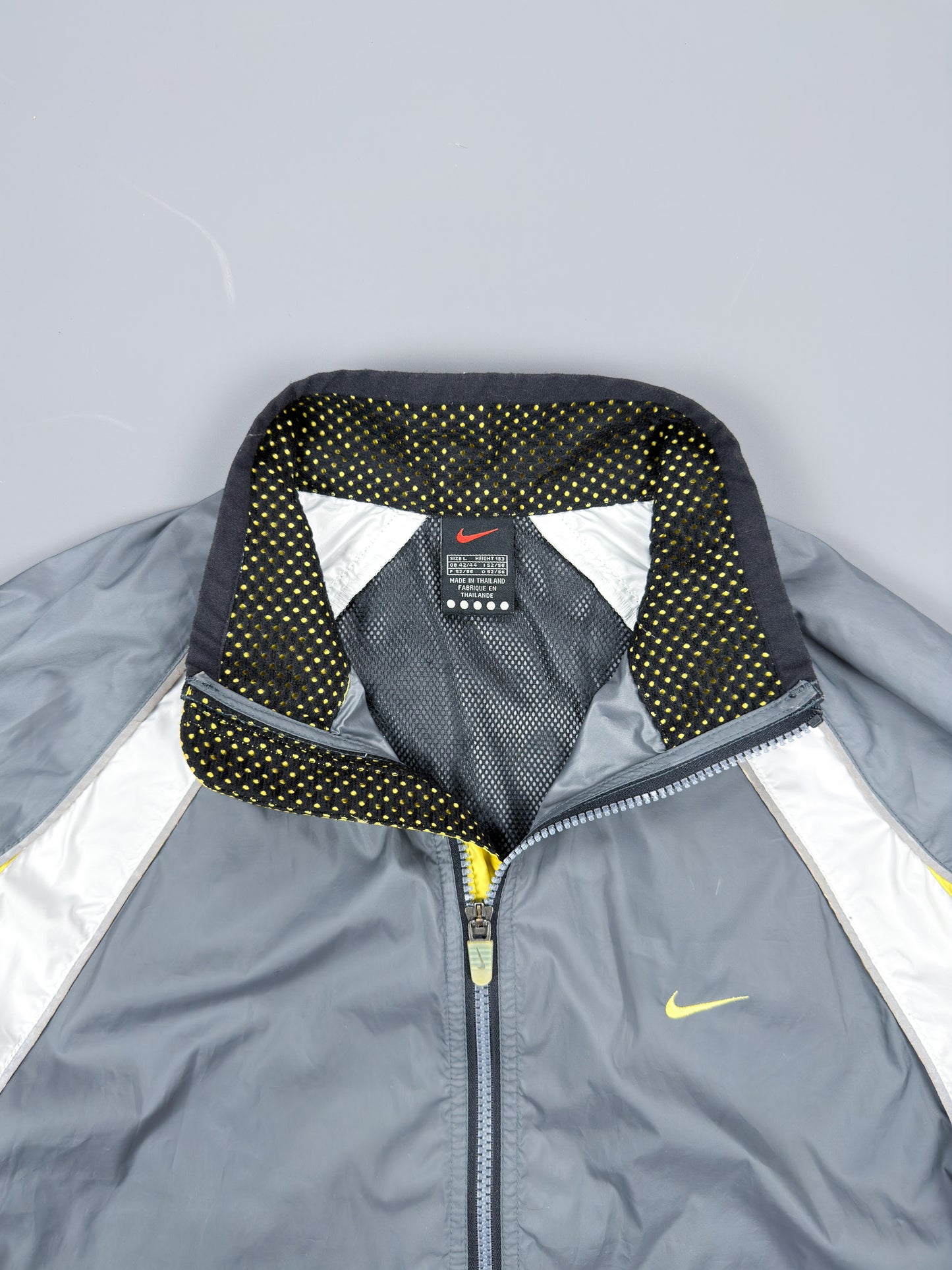 Nike 90's Alpha Project Thin Stripe Running Jacket - Grey / Yellow - FW1999 - Size: Large