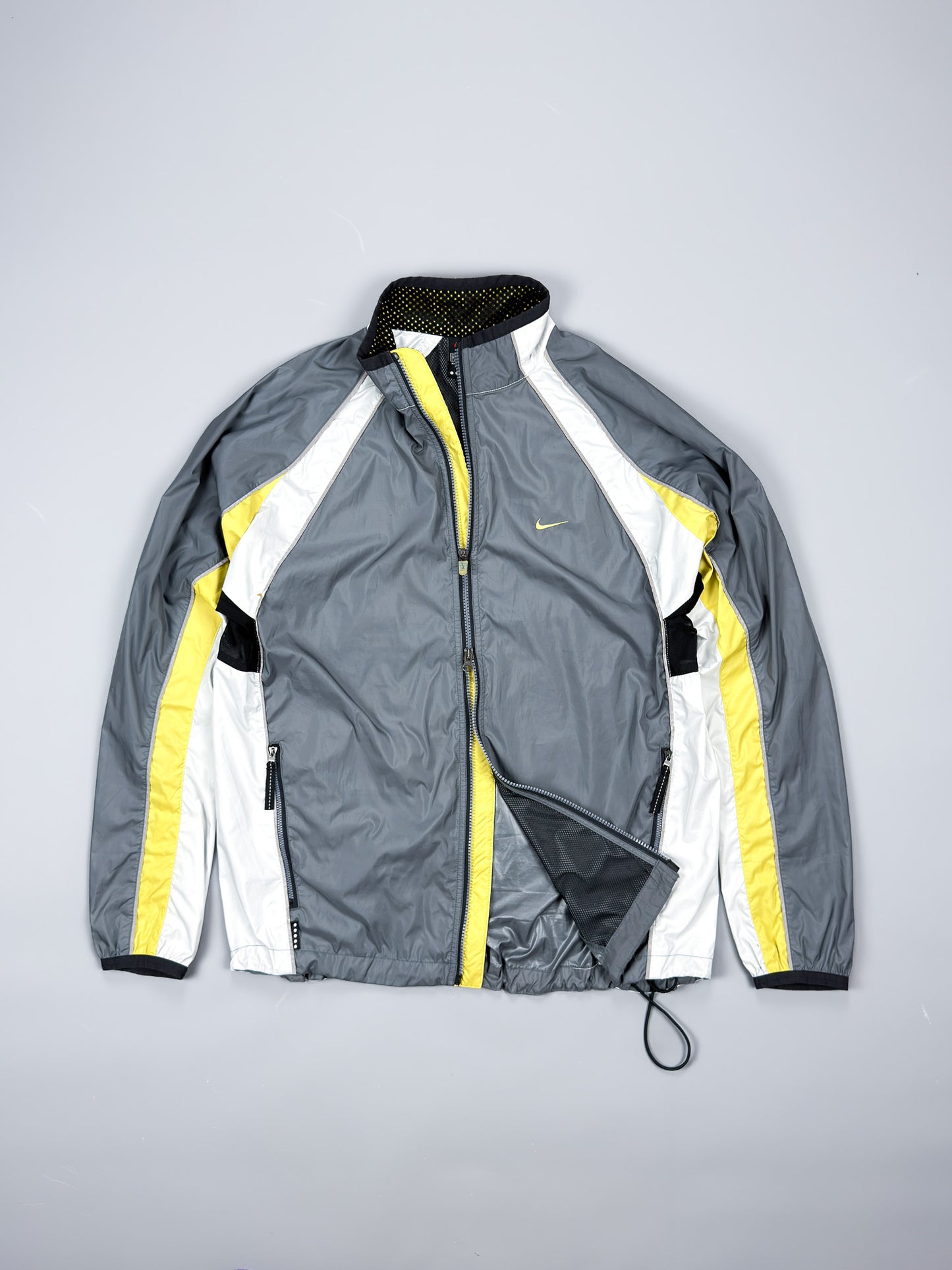 Nike 90's Alpha Project Thin Stripe Running Jacket - Grey / Yellow - FW1999 - Size: Large