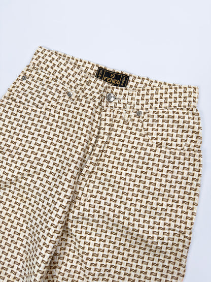 FENDI Zucca Monogram Jeans Roma Amor - Size: 27" Waist