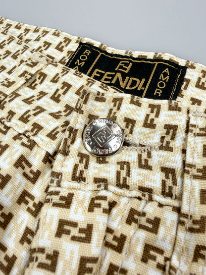 FENDI Zucca Monogram Jeans Roma Amor - Size: 27" Waist