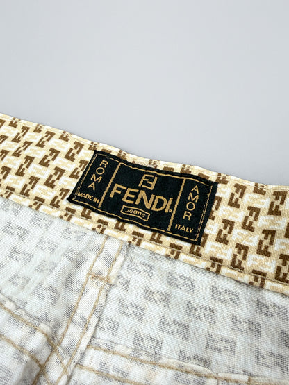 FENDI Zucca Monogram Jeans Roma Amor - Size: 27" Waist