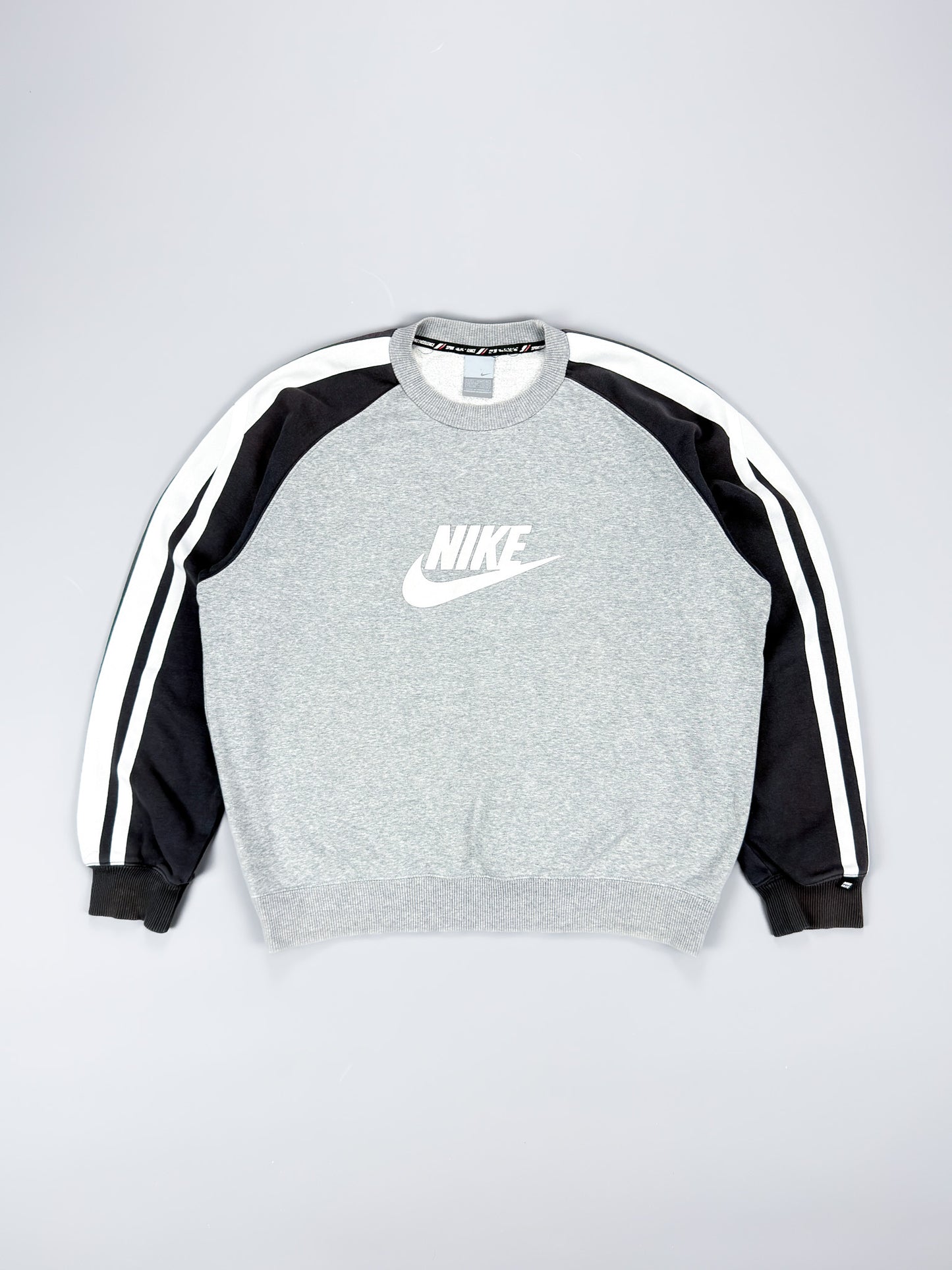 Nike Early 2000's Athletics Striped Fleece Sweatshirt - Size: Large