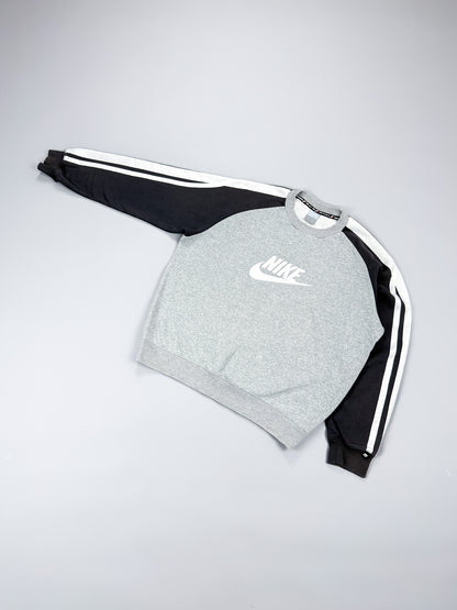 Nike Early 2000's Athletics Striped Fleece Sweatshirt - Size: Large