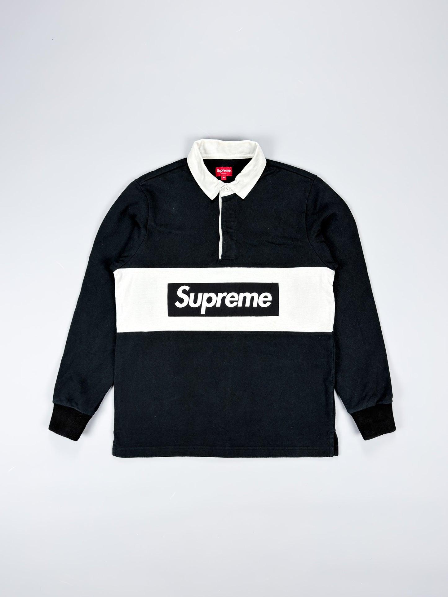 Supreme Box Logo Rugby Shirt - Black / White - Size: Medium