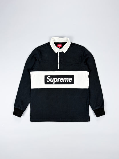 Supreme Box Logo Rugby Shirt - Black / White - Size: Medium