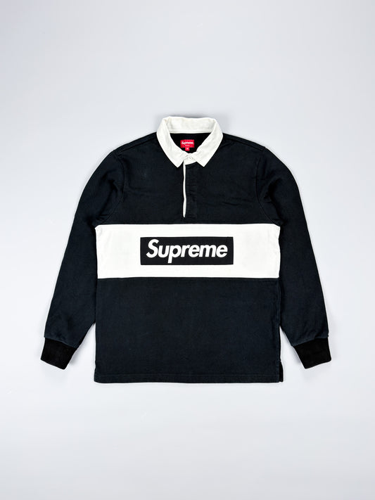Supreme Box Logo Rugby Shirt - Black / White - Size: Medium