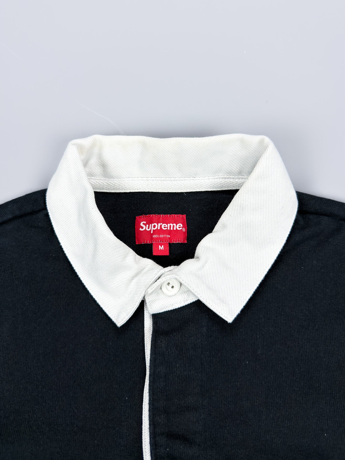 Supreme Box Logo Rugby Shirt - Black / White - Size: Medium