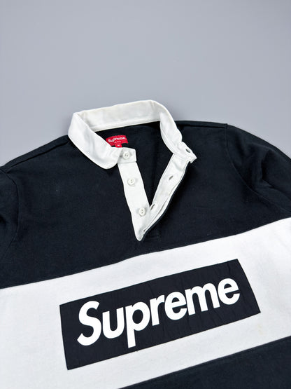 Supreme Box Logo Rugby Shirt - Black / White - Size: Medium