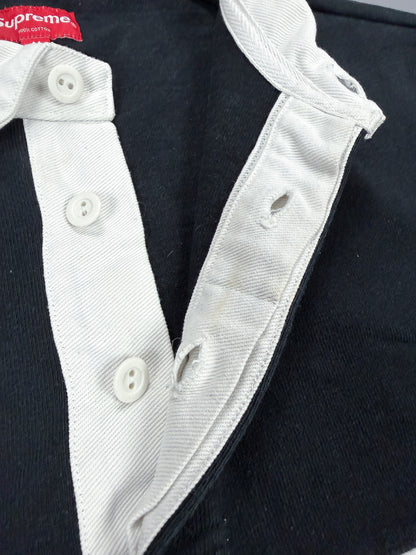 Supreme Box Logo Rugby Shirt - Black / White - Size: Medium