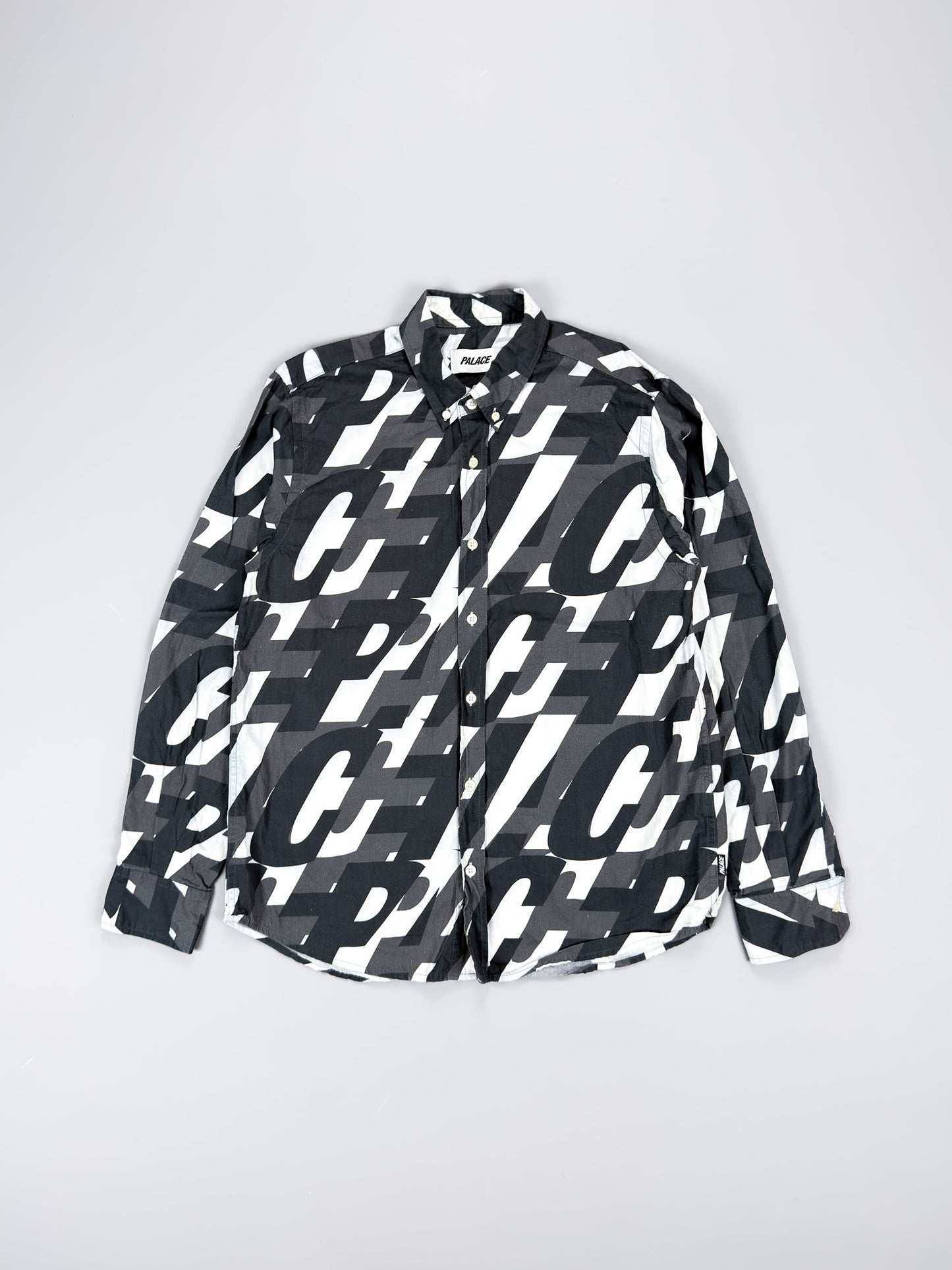Palace 'Boojie Repeater' Long Sleeve Shirt - Black / White / Grey - Size: Medium