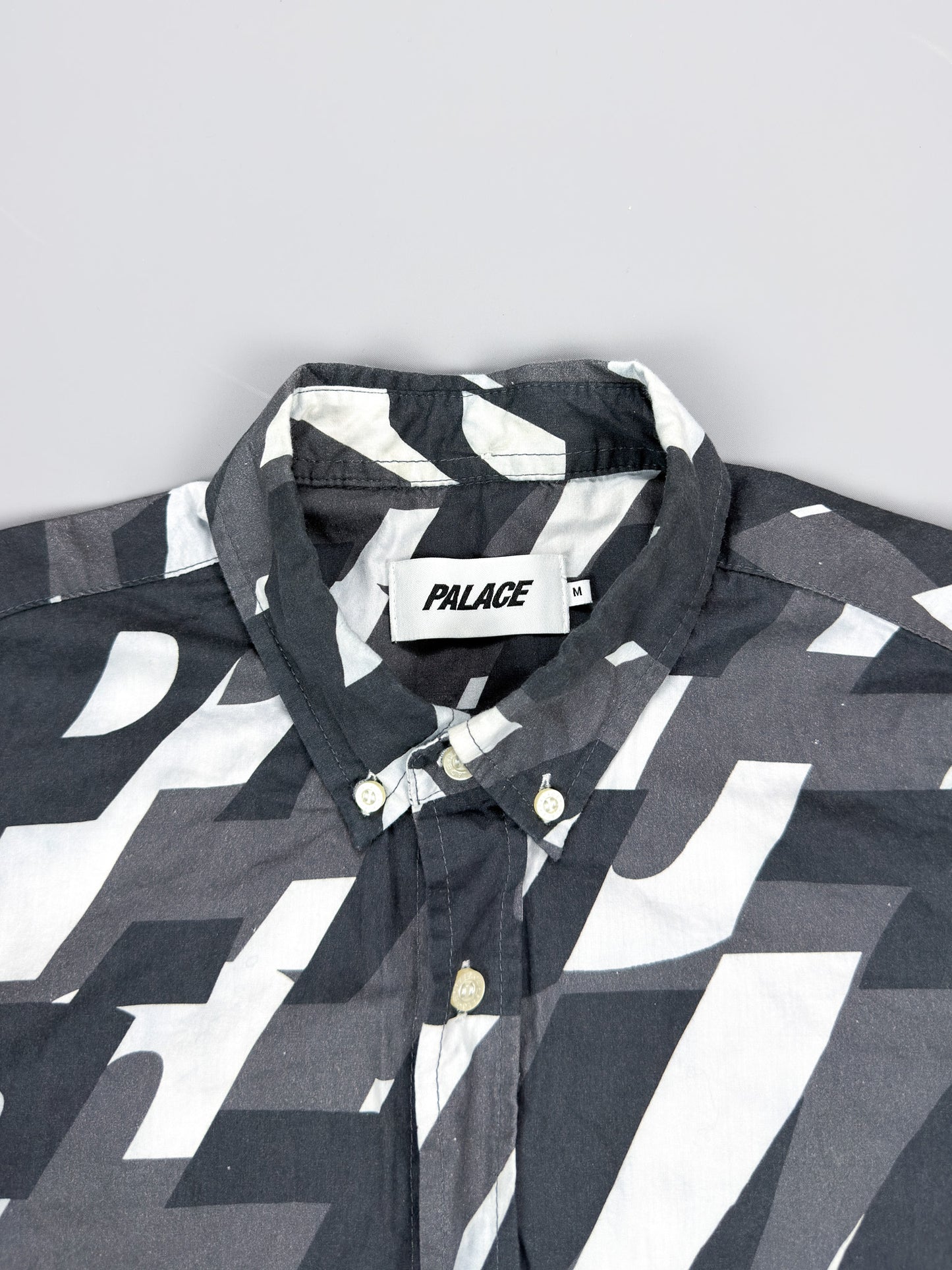 Palace 'Boojie Repeater' Long Sleeve Shirt - Black / White / Grey - Size: Medium