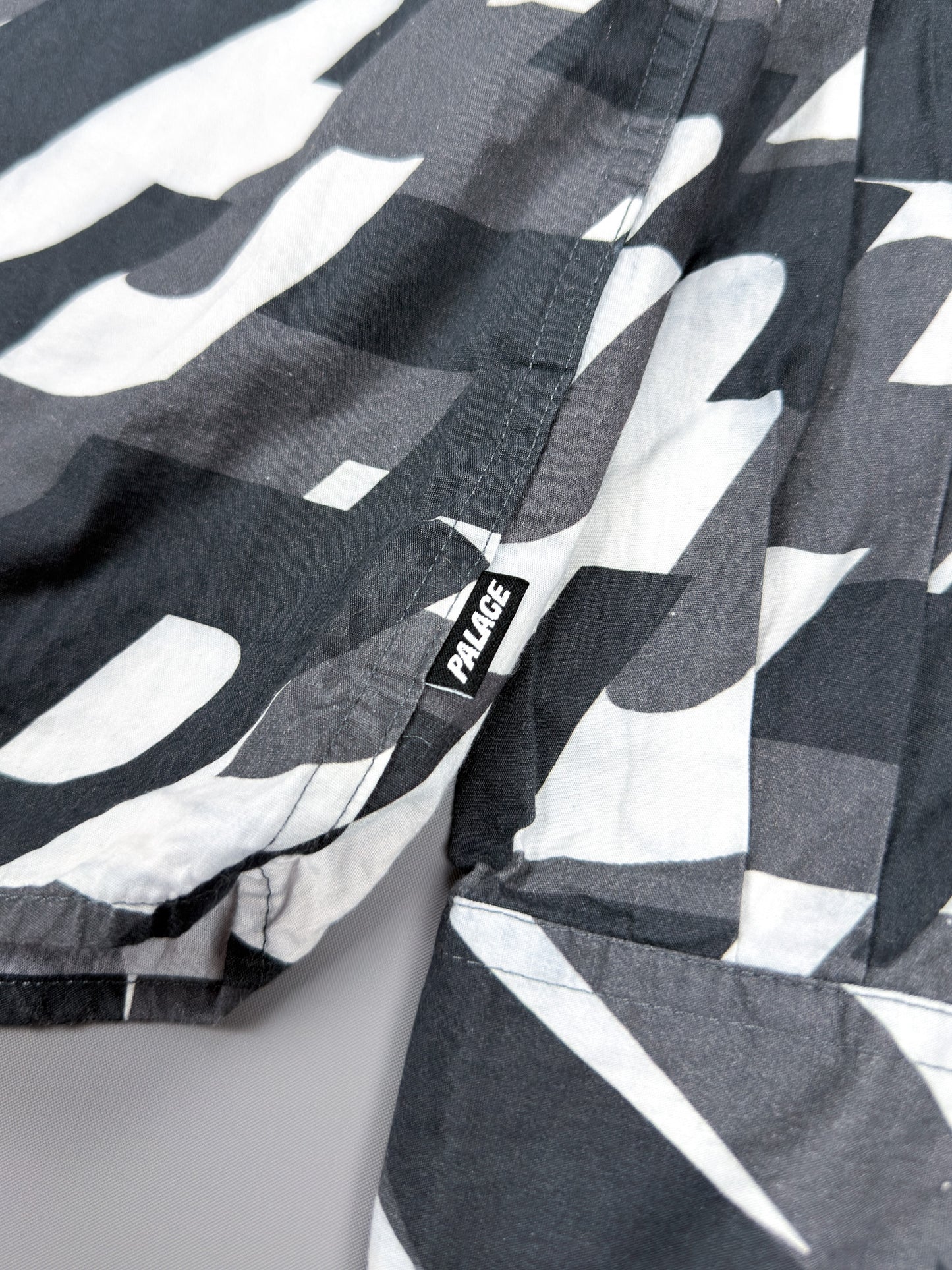 Palace 'Boojie Repeater' Long Sleeve Shirt - Black / White / Grey - Size: Medium