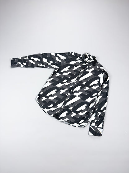 Palace 'Boojie Repeater' Long Sleeve Shirt - Black / White / Grey - Size: Medium