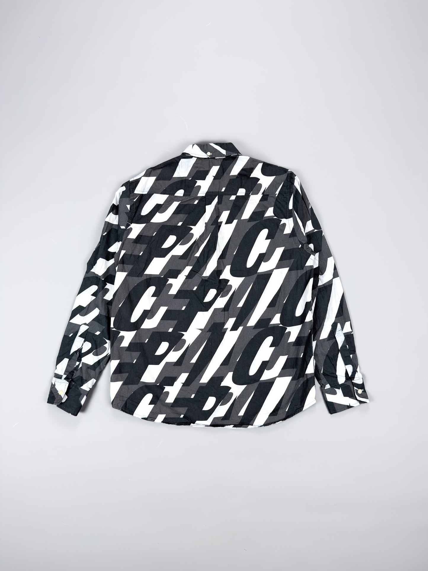 Palace 'Boojie Repeater' Long Sleeve Shirt - Black / White / Grey - Size: Medium