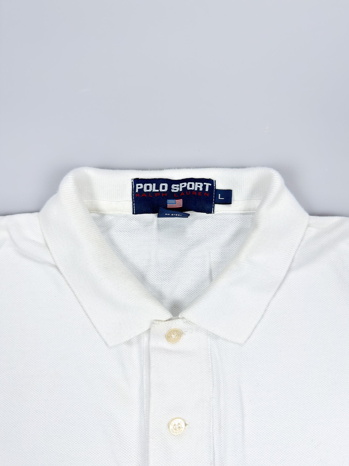 90's Polo Sport Ralph Lauren Polo Shirt Huge Spellout - Black / White - Size: Large