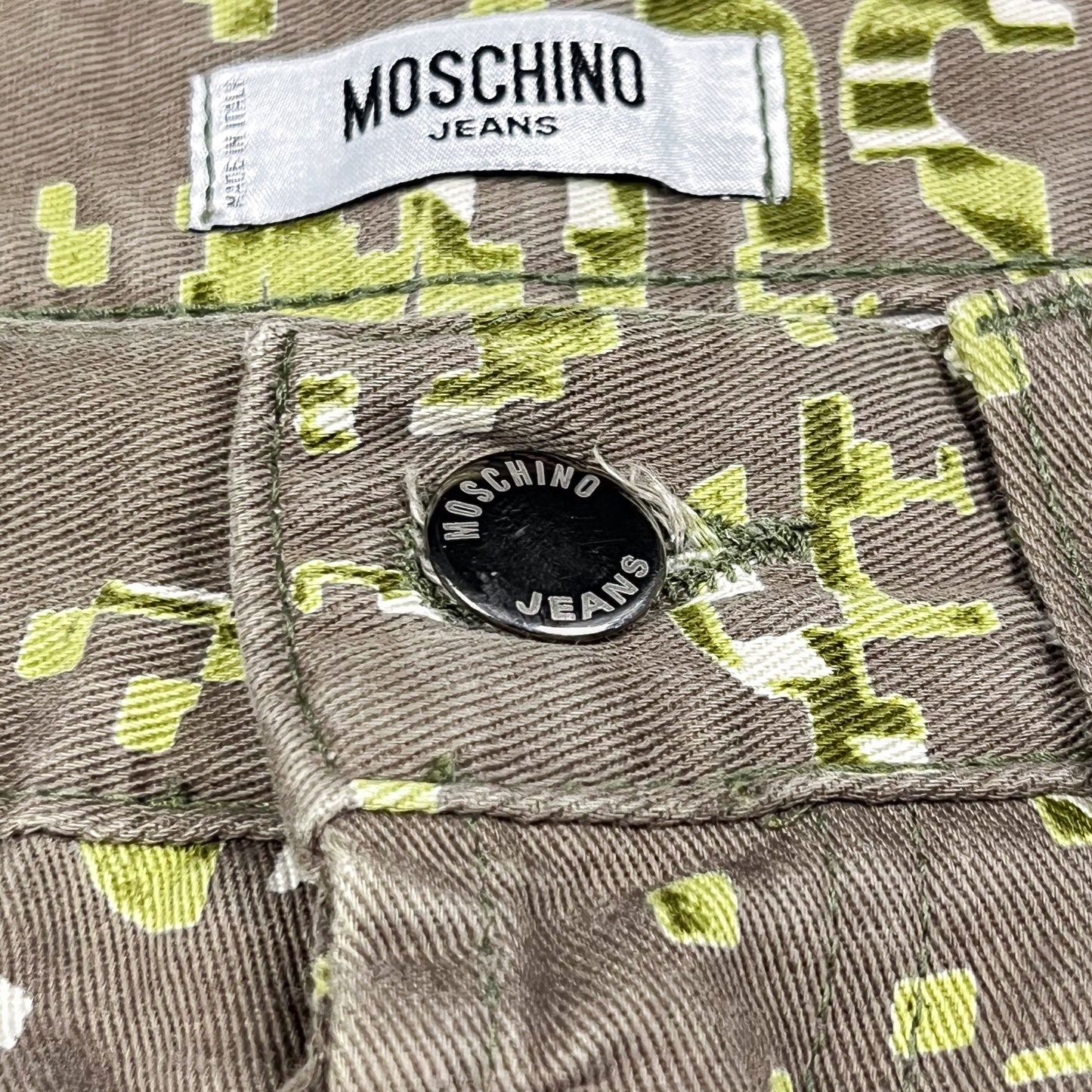 Moschino Jeans Khaki Digital Print Jeans - Size: 32"